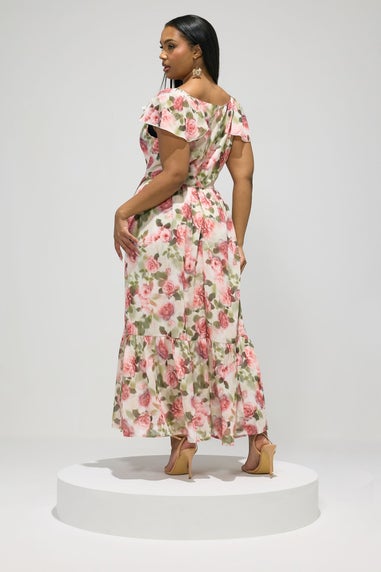 Yours Curve White Floral Tiered Smock Dress