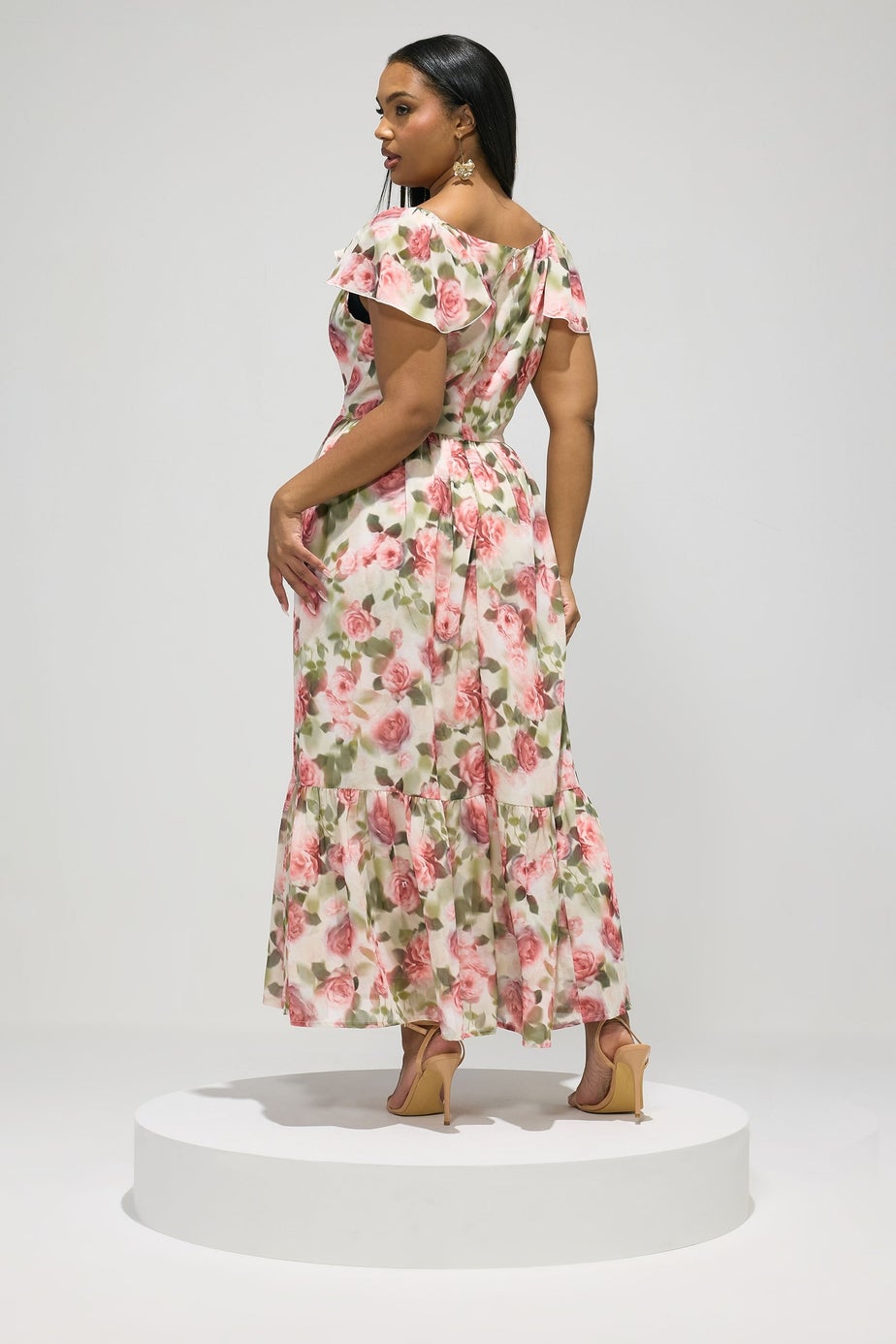 Yours Curve White Floral Tiered Smock Dress