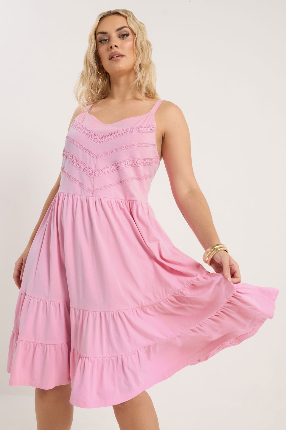 Yours Curve Pink Lace Beach Mini Dress