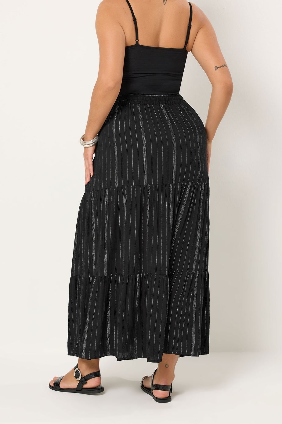 Yours Curve Black Crinkle Beach Maxi Skirt