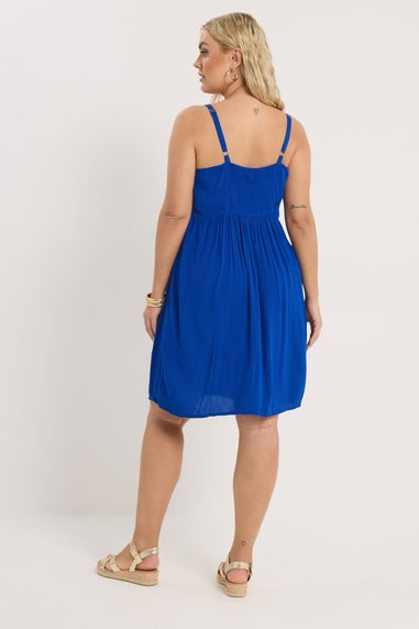 Yours Curve Cobalt Blue Crochet Crinkle Mini Dress