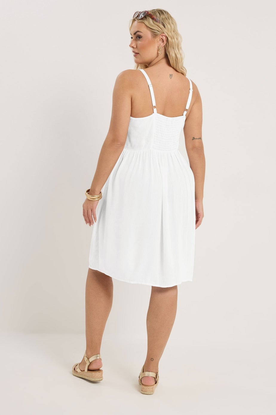 Yours Curve White Crochet Crinkle Mini Dress