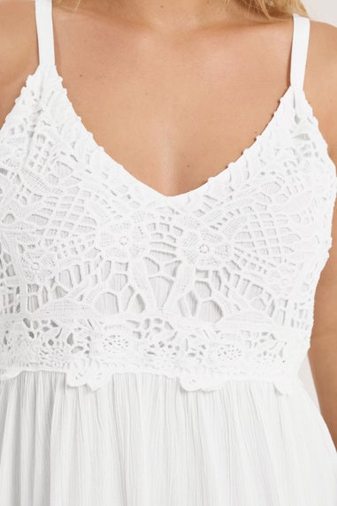 Yours Curve White Crochet Crinkle Mini Dress