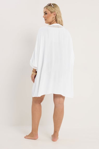 Yours Curve White Crinkle Beach Kimono
