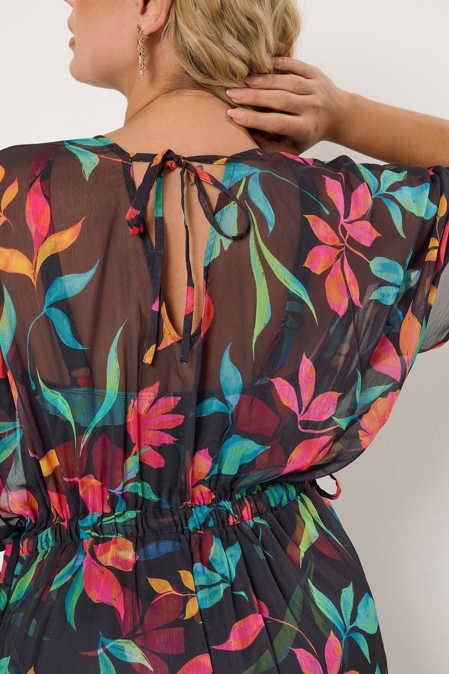 Yours Curve Black Floral Chiffon Kimono