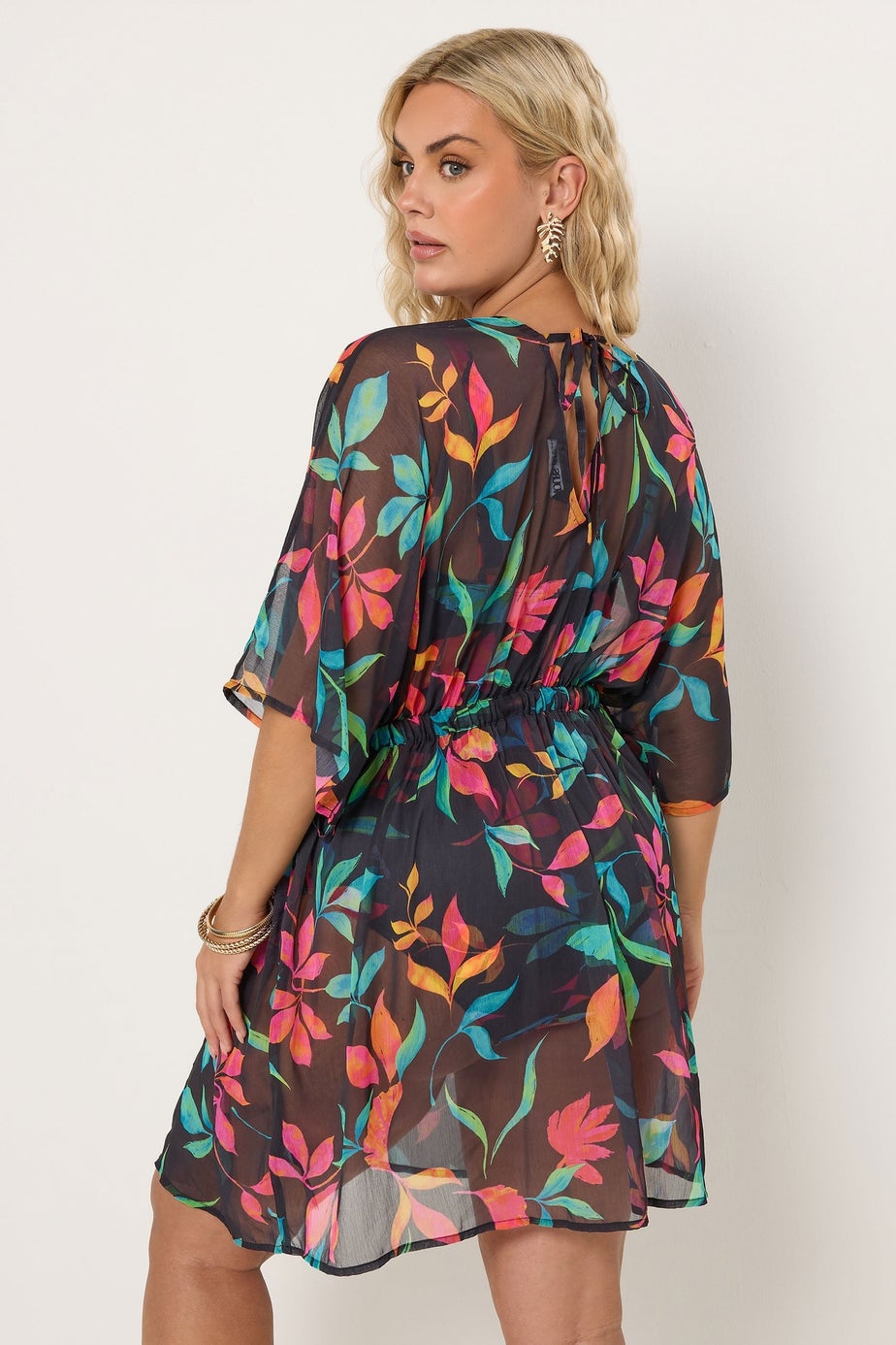 Yours Curve Black Floral Chiffon Kimono