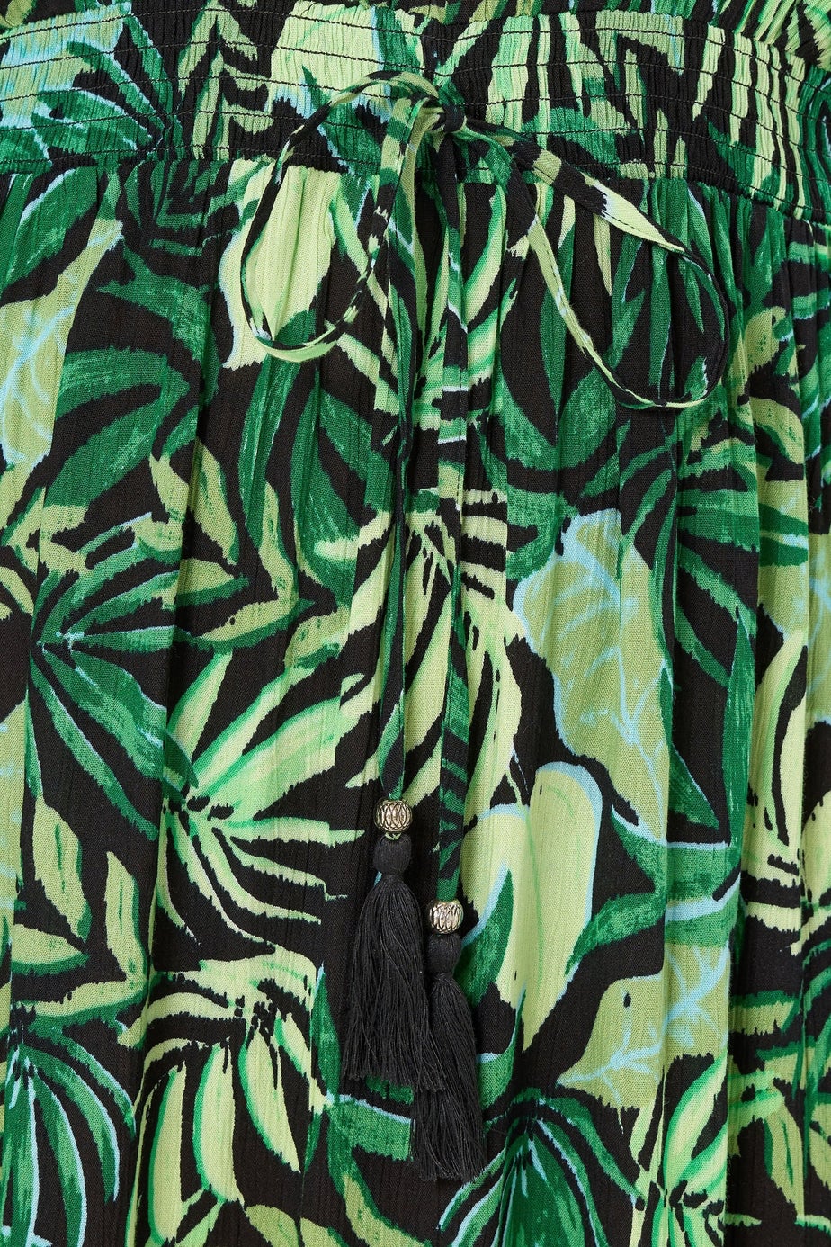 Yours Curve Black Palm Leaf Crinkle Beach Dress