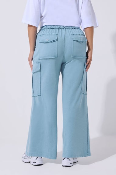 Yours Limited Curve Blue Washed Cargo Joggers