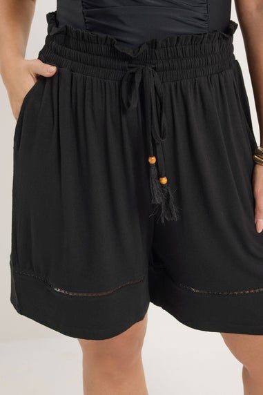 Yours Curve Black Ladder Insert Shorts