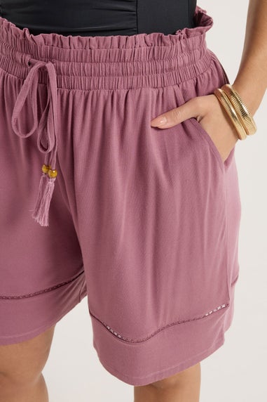 Yours Curve Pink Ladder Insert Shorts