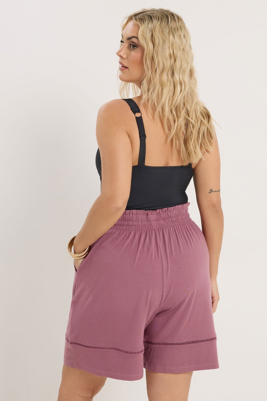 Yours Curve Pink Ladder Insert Shorts