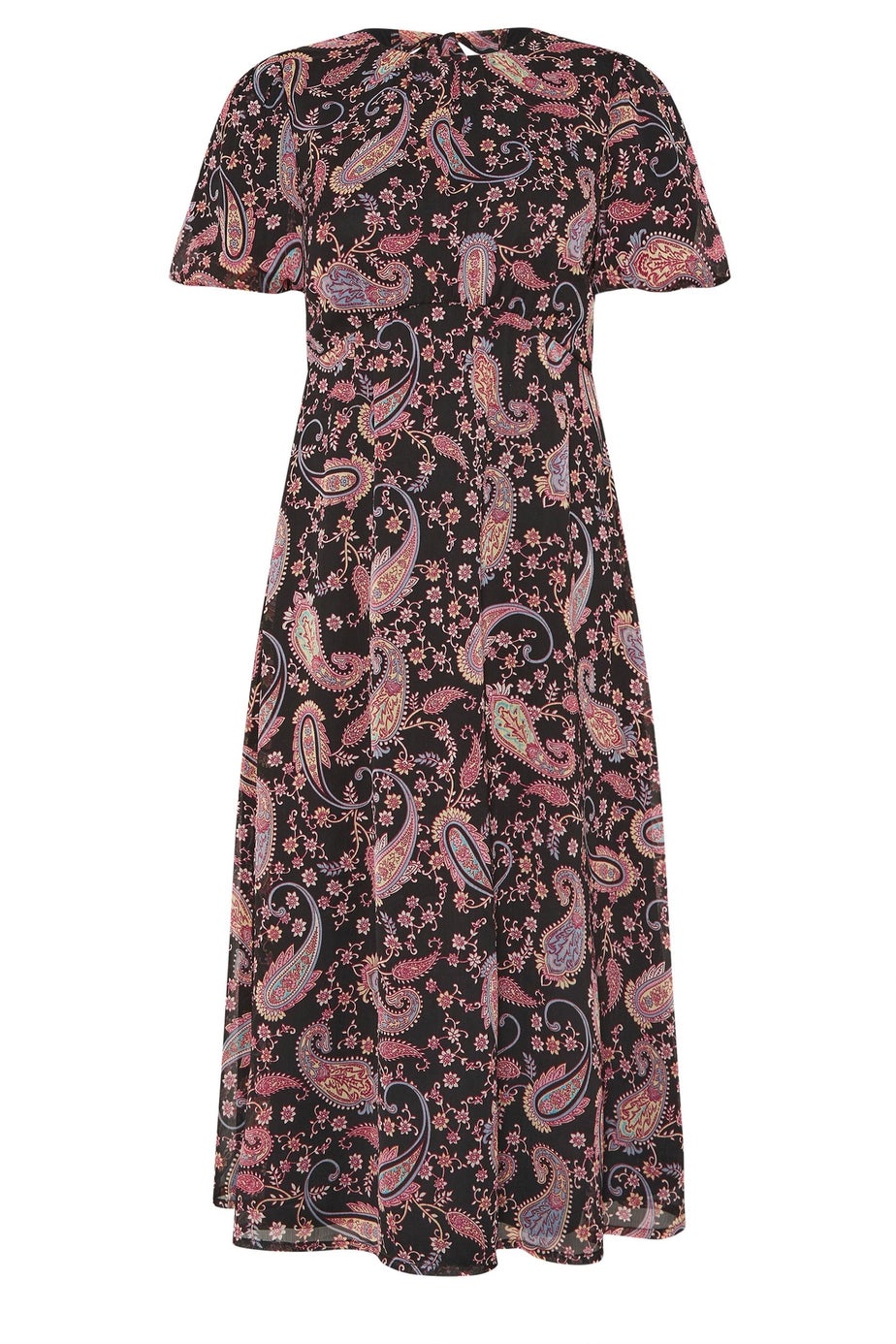 PixieGirl Petite Black Chiffon Paisley Tie Back Dress