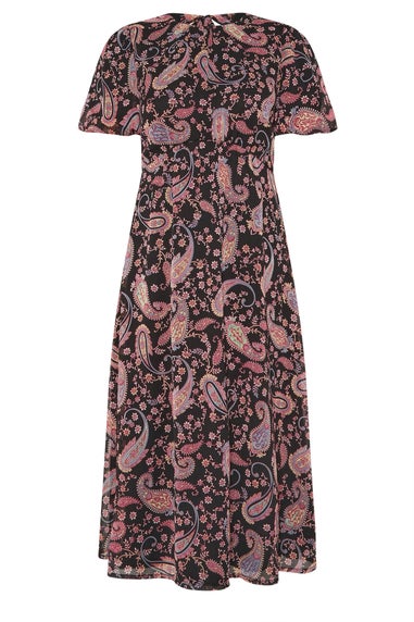 PixieGirl Petite Black Chiffon Paisley Tie Back Dress