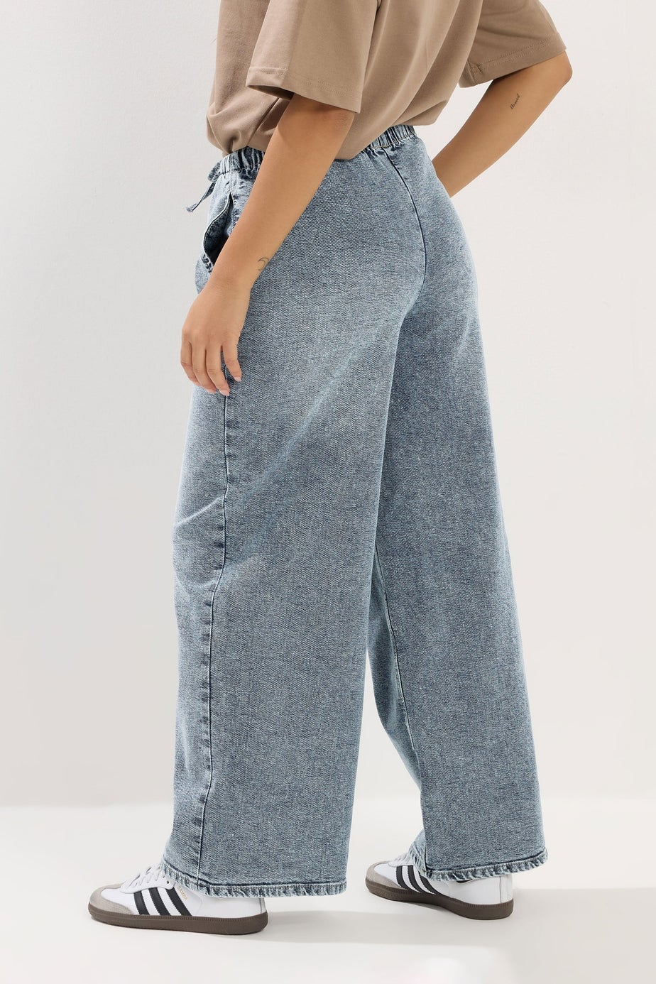 PixieGirl Petite Mid Blue Pull On Wide Leg Jeans