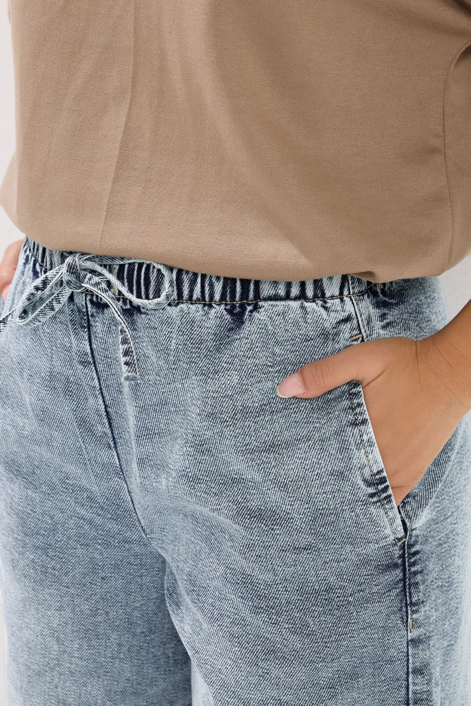 PixieGirl Petite Mid Blue Pull On Wide Leg Jeans