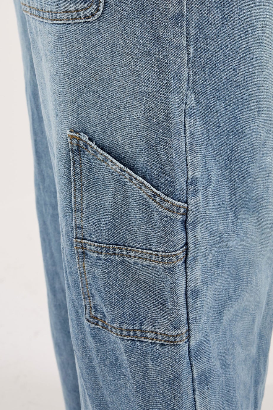 PixieGirl Petite Mid Blue Carpenter Wide Leg Jeans