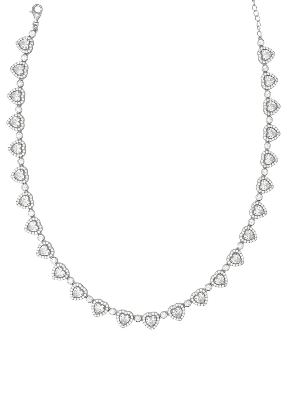 Say It With Silver Heart Tennis Choker Necklace