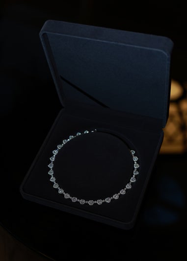 Say It With Silver Heart Tennis Choker Necklace