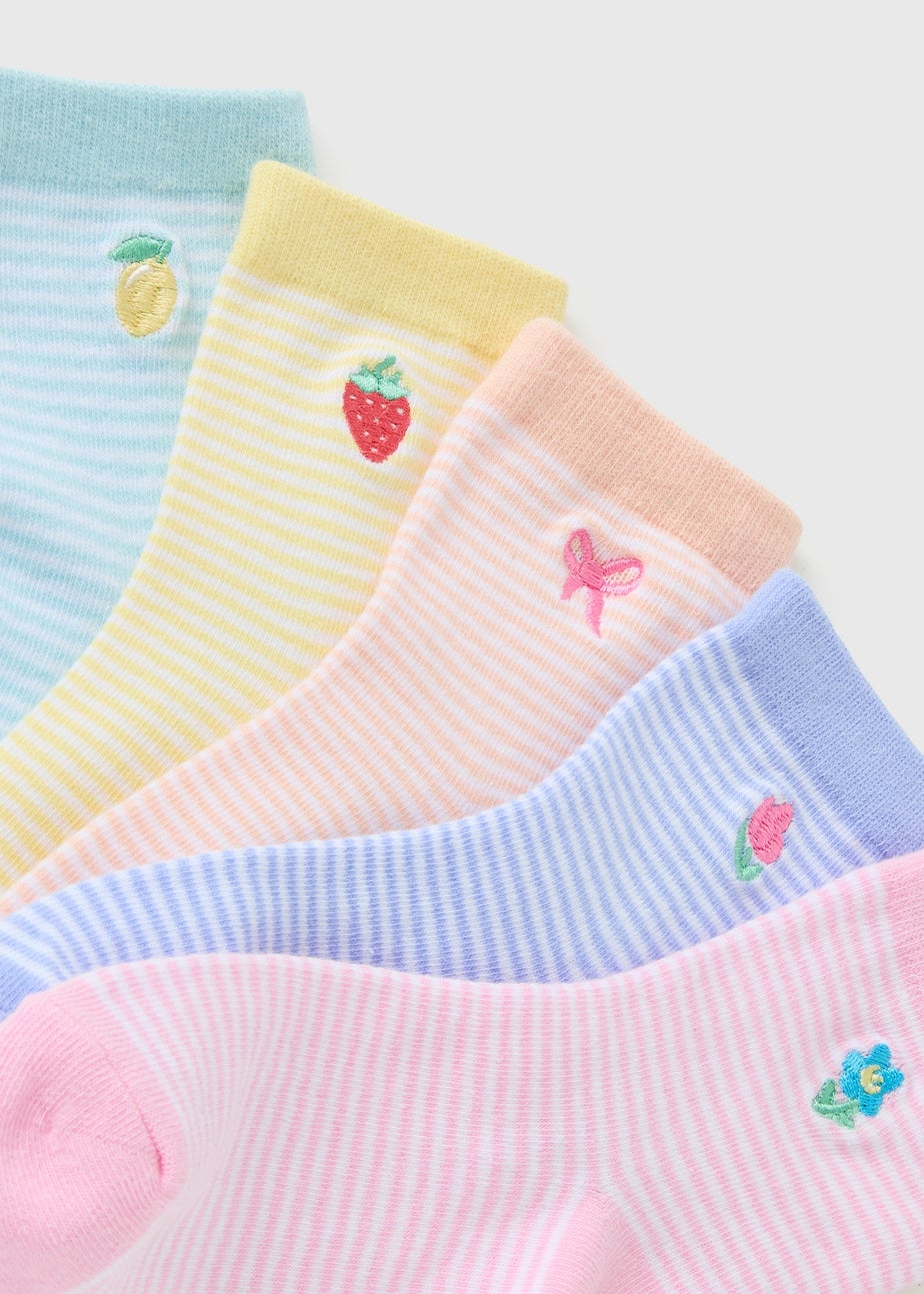5 Pack Girls Multicolour Fruit Socks (Younger 6-Older 6.5)