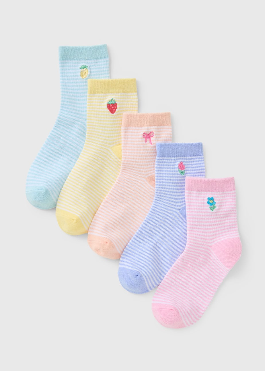 5 Pack Girls Multicolour Fruit Socks (Younger 6-Older 6.5)