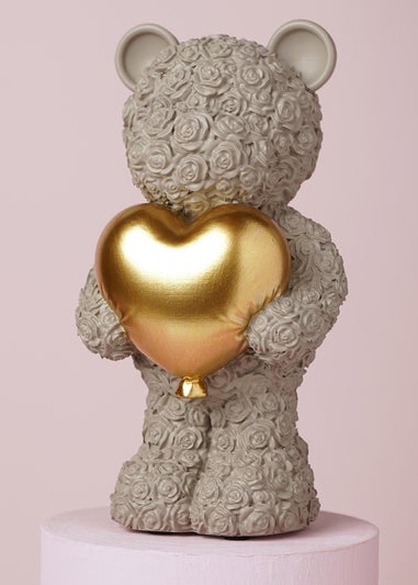 The Seasonal Gift Co. Love Is Sweet Grey Bear Holding Heart In Both Arms