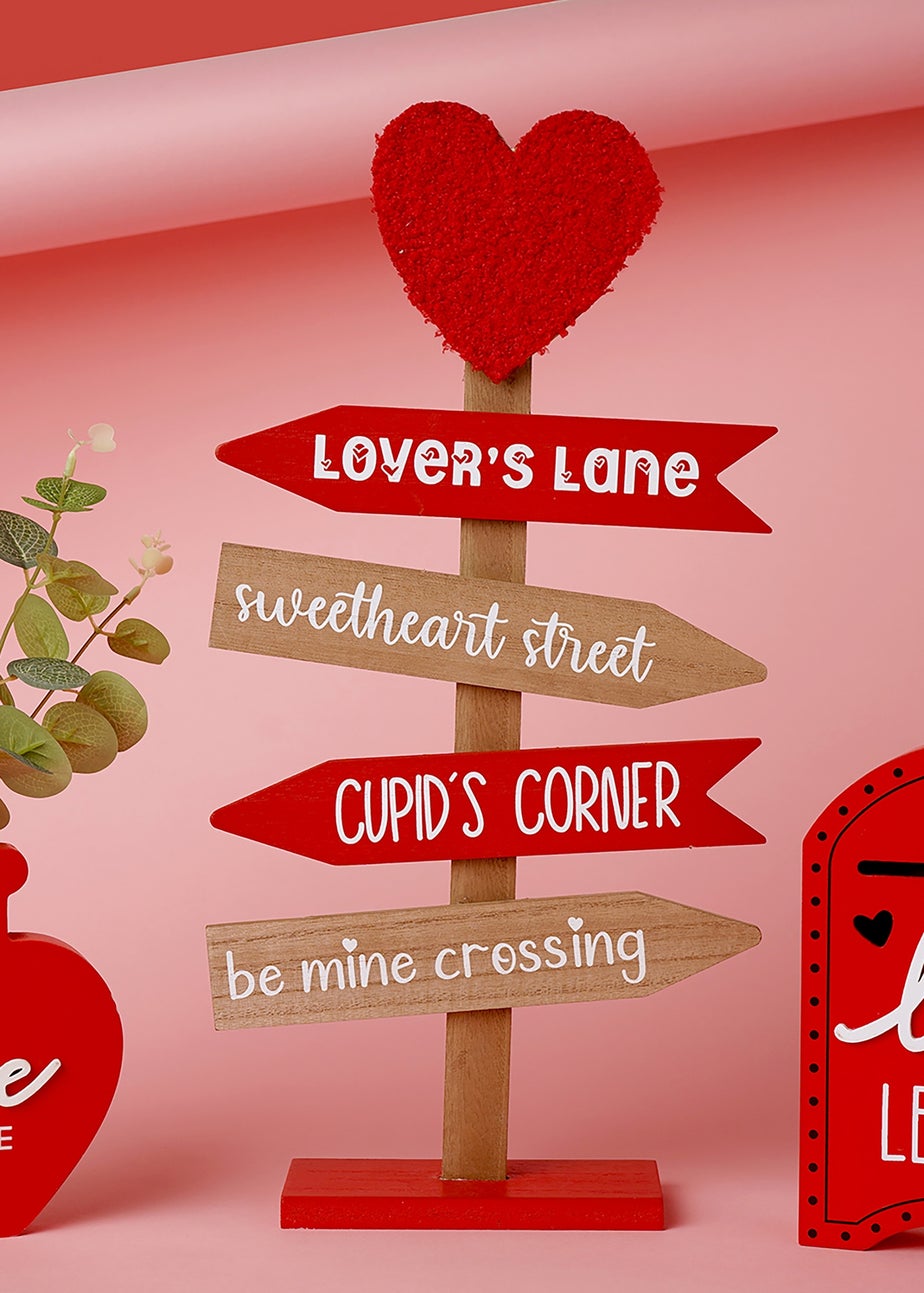 The Seasonal Gift Co. Love Is Sweet Red & Brown Love Signpost