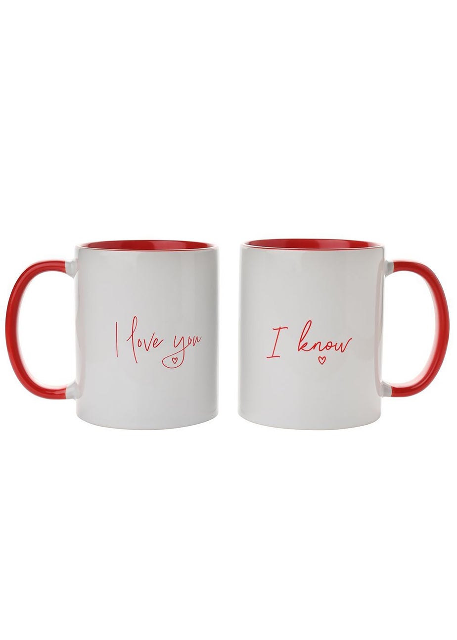 The Seasonal Gift Co. Love Is Sweet Pair of Red 11oz Handled Mugs I Love You... I know
