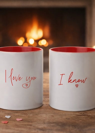 The Seasonal Gift Co. Love Is Sweet Pair of Red 11oz Handled Mugs I Love You... I know