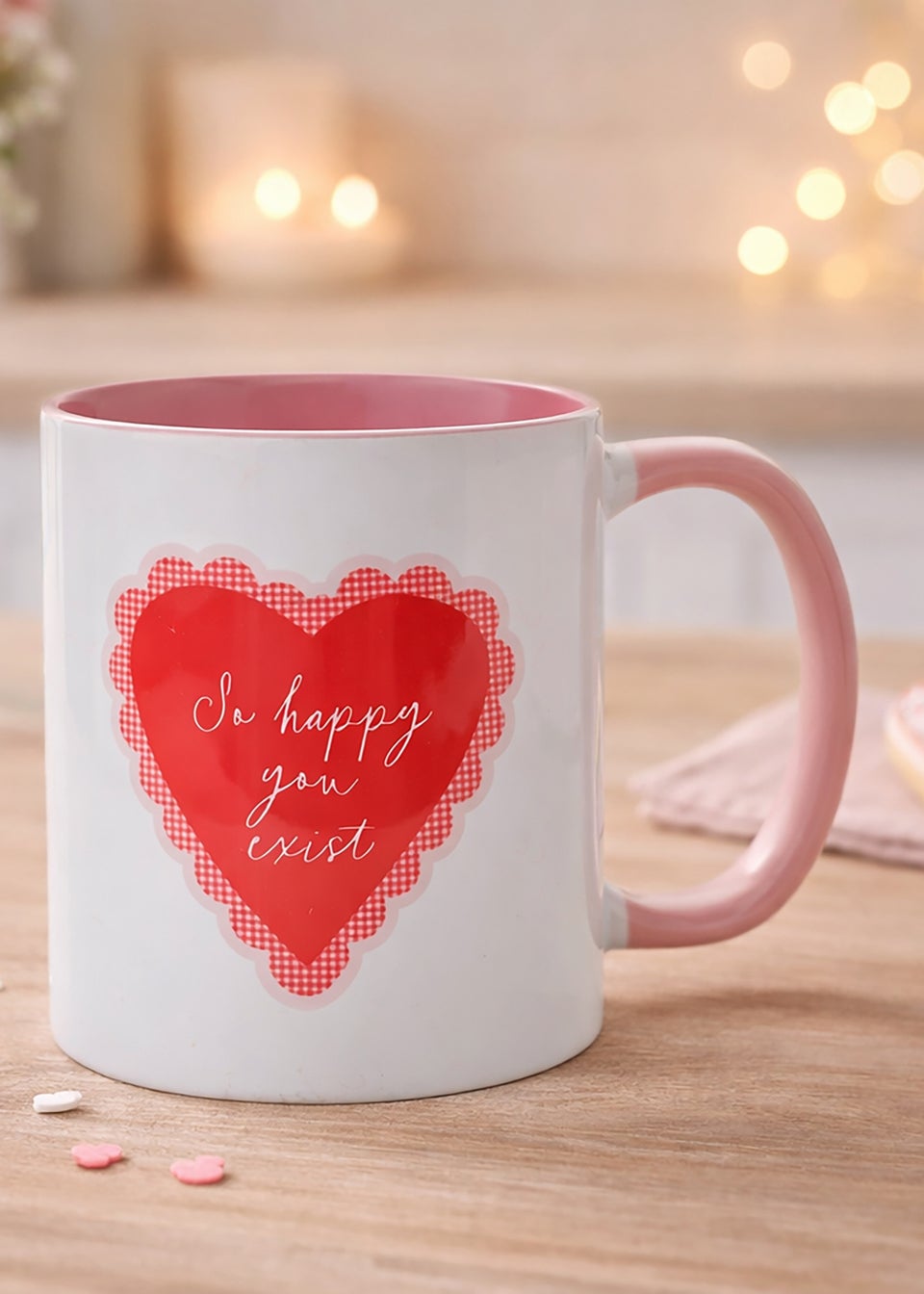 The Seasonal Gift Co. Love Is Sweet Pink Handled 11oz Mug So Happy You Exist