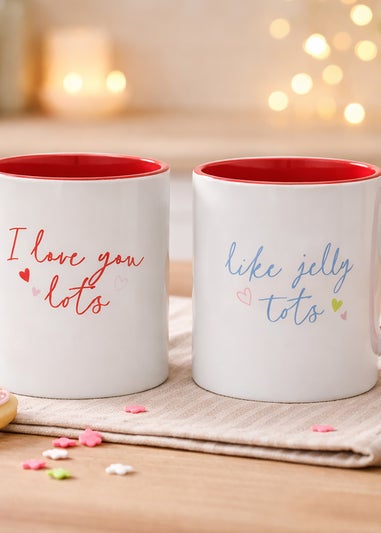 The Seasonal Gift Co. Love Is Sweet Pair of 11oz Red Mugs I Love You Lots ... Like Jelly Tots