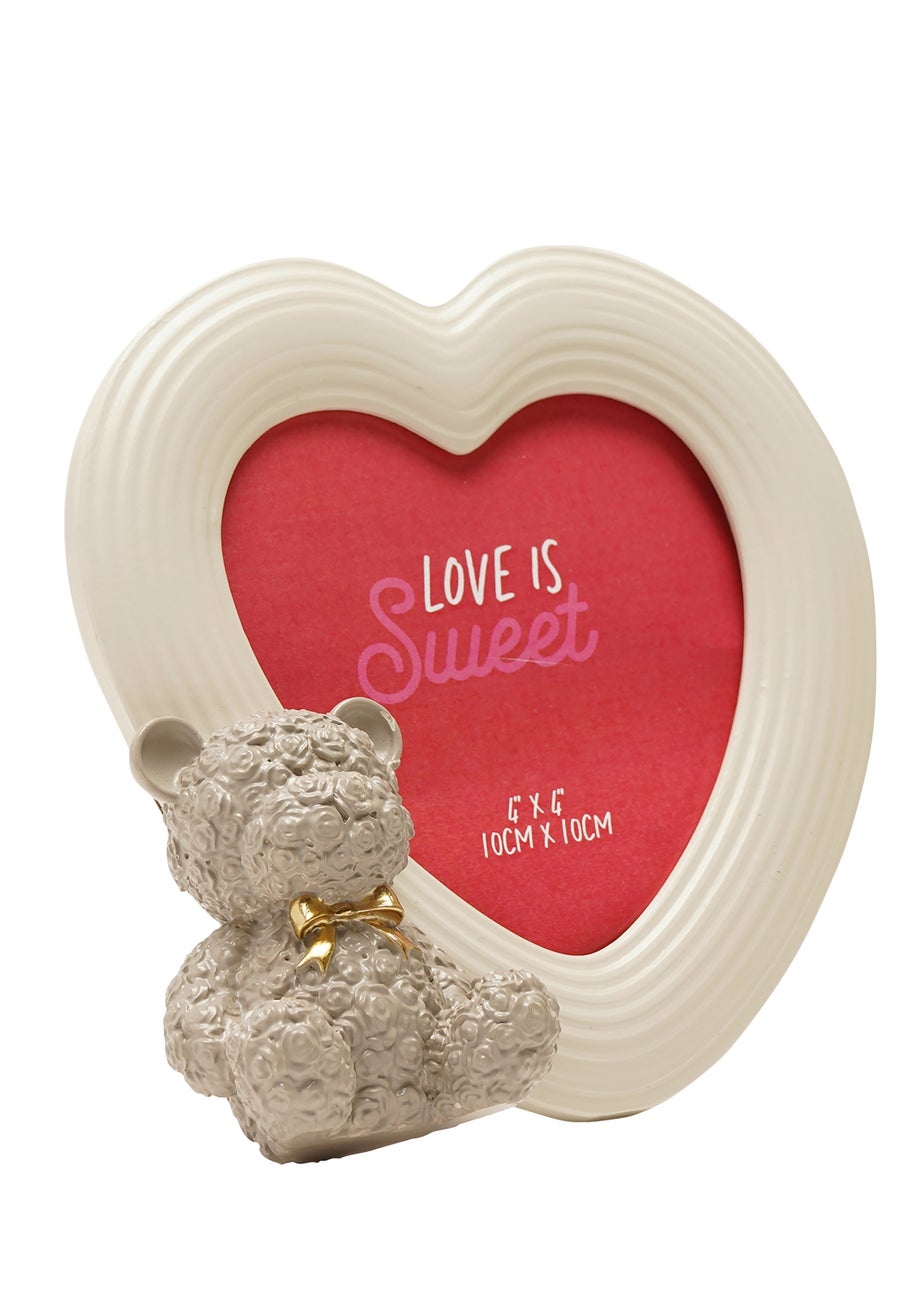 The Seasonal Gift Co. Love Is Sweet White Heart Photo Frame 4" x 4" Baby Bear