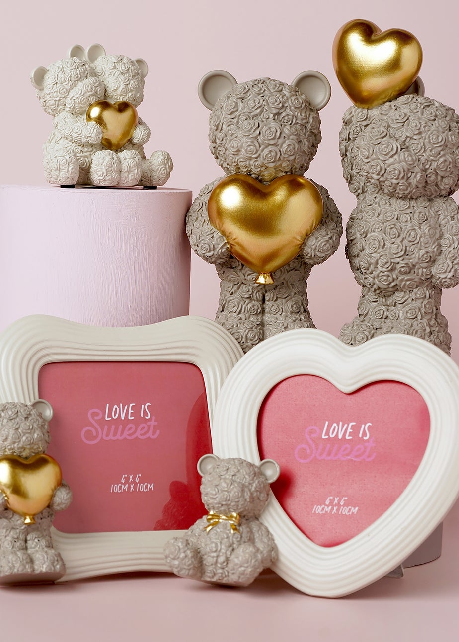 The Seasonal Gift Co. Love Is Sweet White Heart Photo Frame 4" x 4" Baby Bear