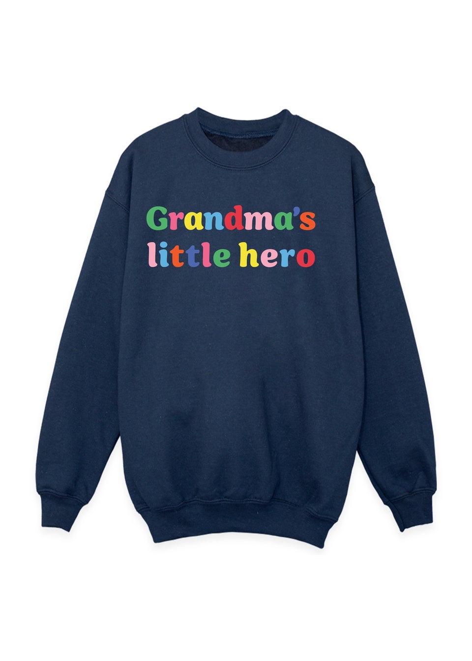 Ada & Ted Mother's Day Grandma's Little Hero Girls Navy Blue Graphic Sweatshirt (3-13 Years)
