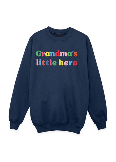 Ada & Ted Mother's Day Grandma's Little Hero Girls Navy Blue Graphic Sweatshirt (3-13 Years)