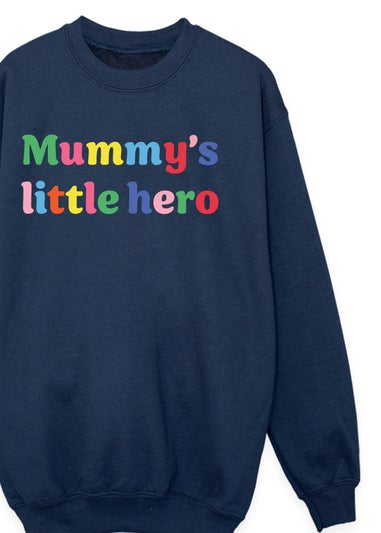 Ada & Ted Mother's Day Mummy's Little Hero Girls Navy Blue Graphic Sweatshirt (3-13 Years)