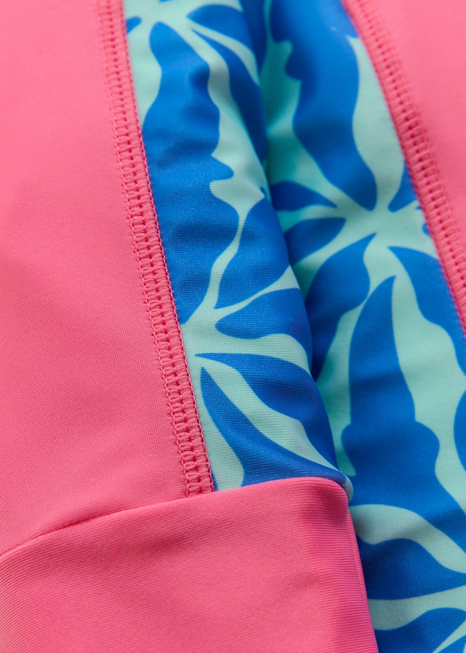 Regatta Pink Lemonade Sonic Blue Floral Hoku II UPF 30 Rash Vest (3-13 Years)