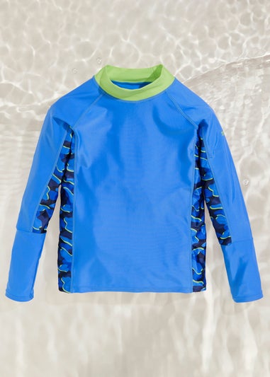 Regatta Sonic Blue Camo Hoku II UPF 30 Rash Vest (3-13 Years)