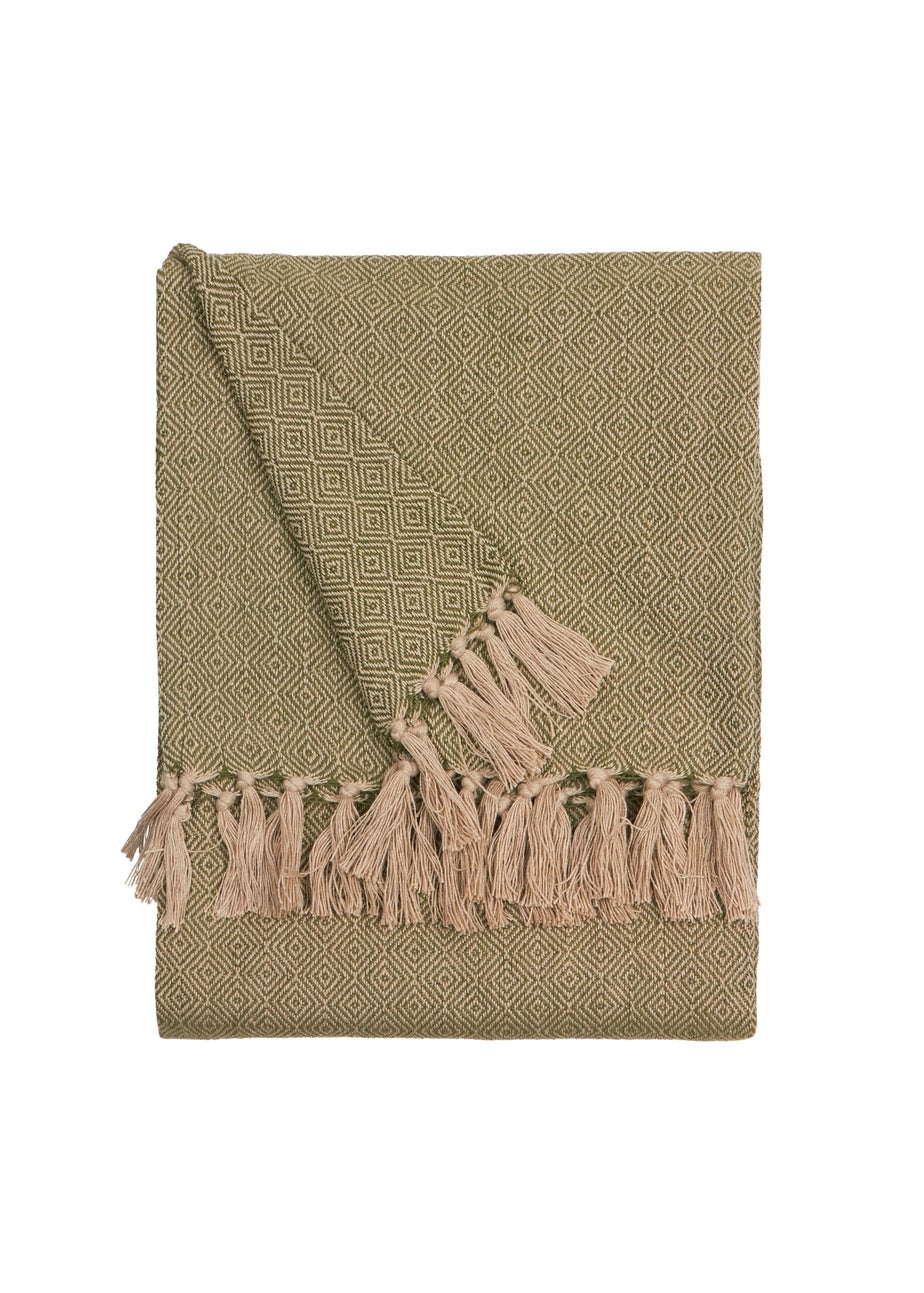 Furn Dessa Olive Woven Indoor/Outdoor Throw (130 x 180cm)