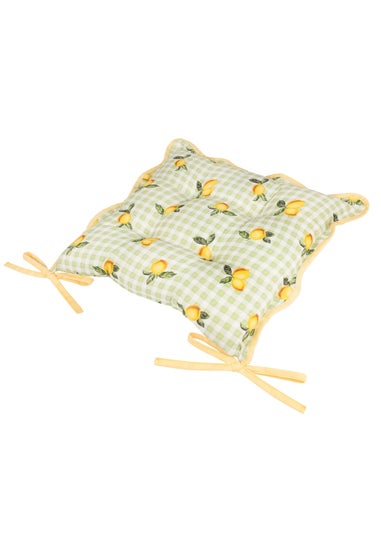 Furn Fruits Lemons Gingham 2 Pack Indoor/Outdoor Seat Pads (40 x 40cm)