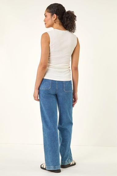 Roman Ivory Textured Stretch Top