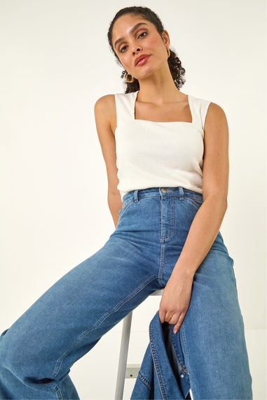 Roman Ivory Textured Stretch Top