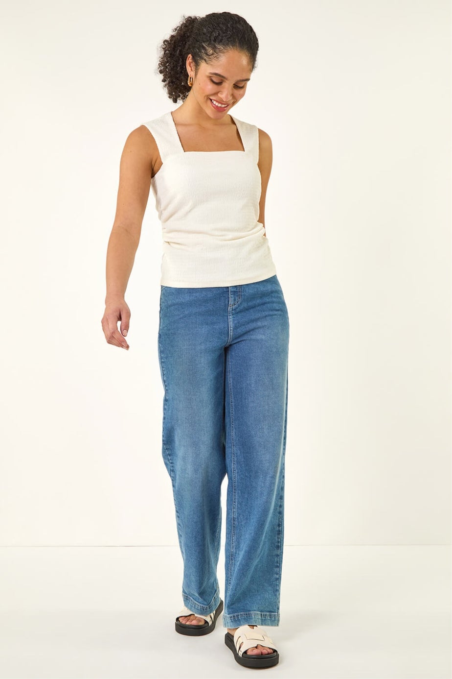 Roman Ivory Textured Stretch Top