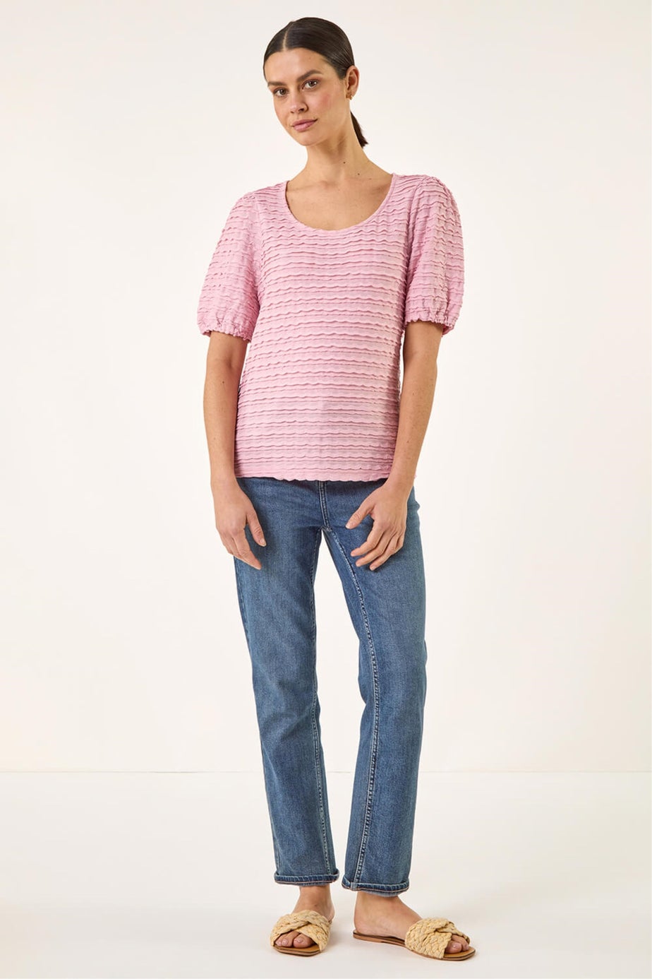 Roman Pink Textured Jersey Stretch Top