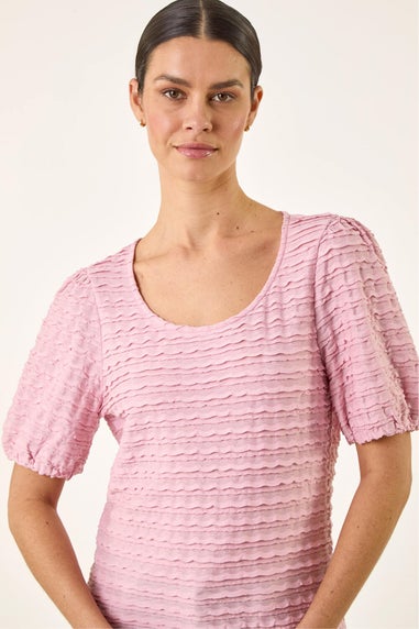 Roman Pink Textured Jersey Stretch Top