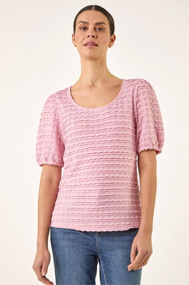 Roman Pink Textured Jersey Stretch Top