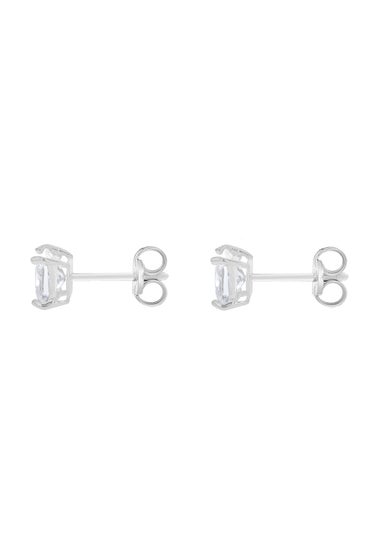 Golden Moments Sterling Silver Square White CZ Stud Earrings