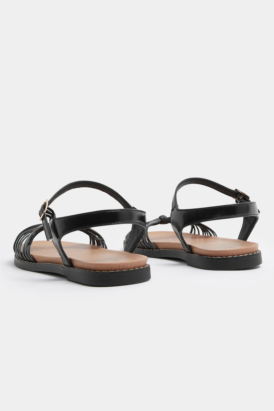 Yours Curve Black Faux Leather Knot Detail Sandals In Wide E Fit