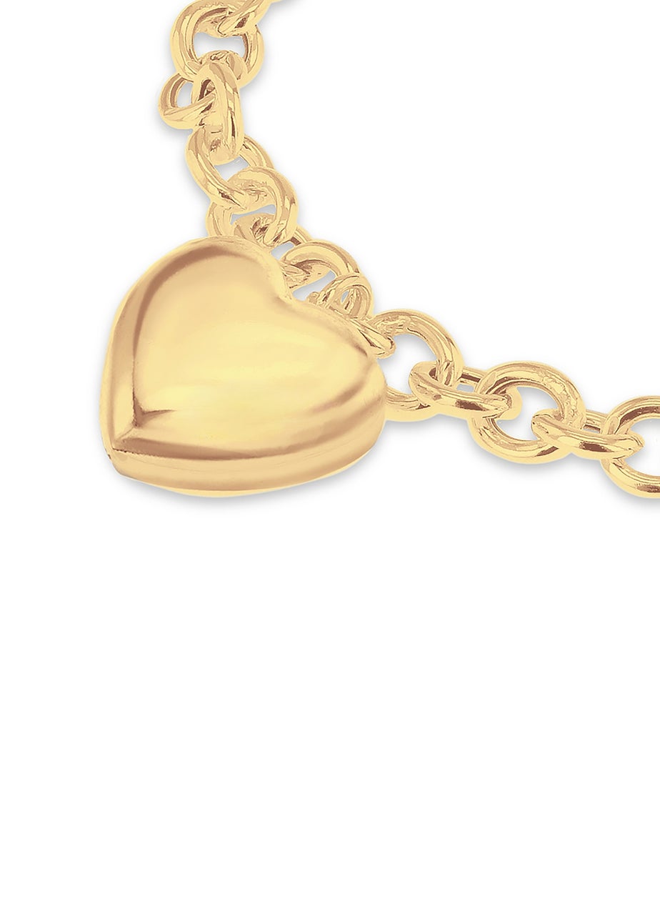Golden Moments Sterling Silver Yellow Gold Plated Puffed-Heart Belcher Bracelet