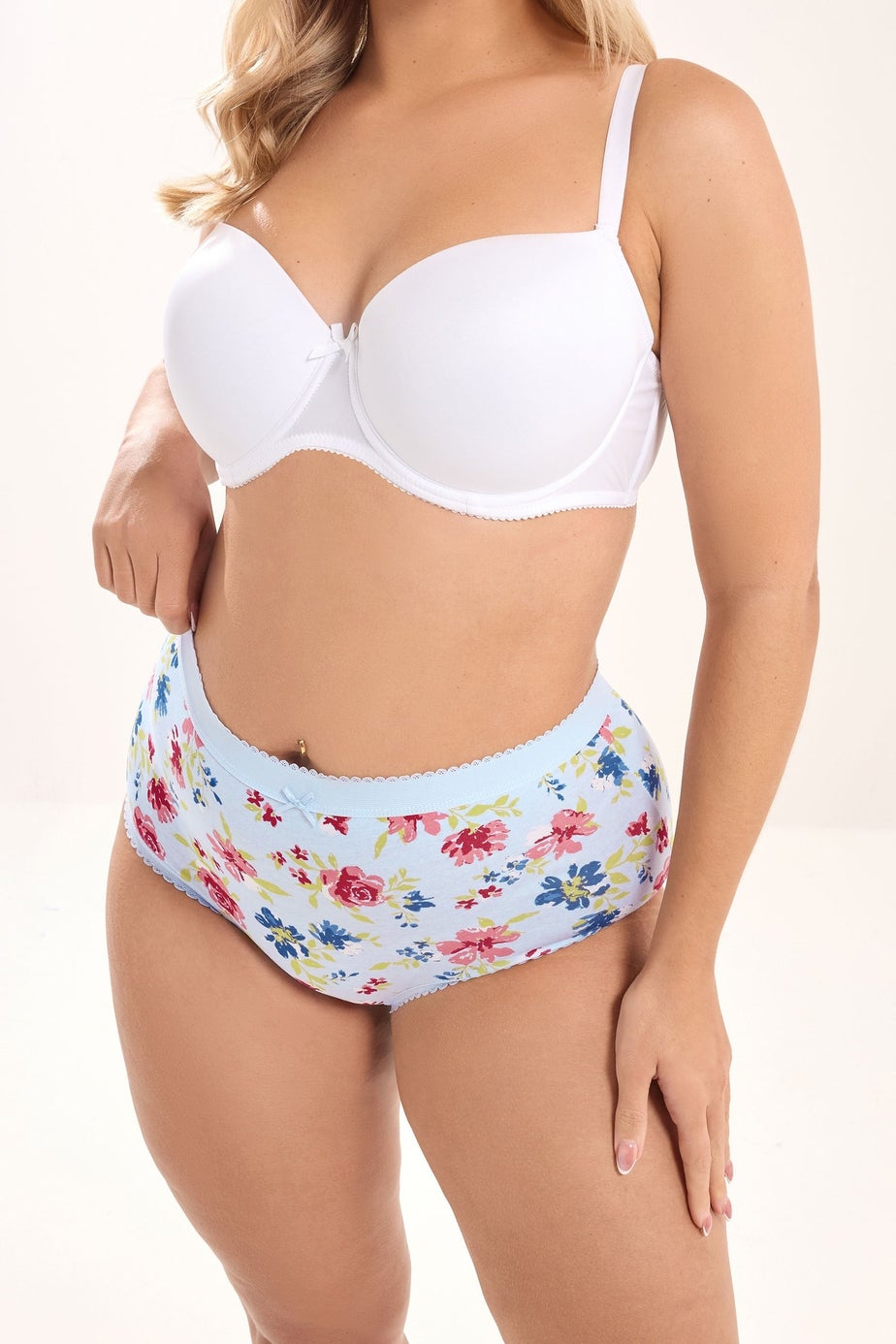 Yours 5 Pack Curve Blue & Pink Floral Full Briefs