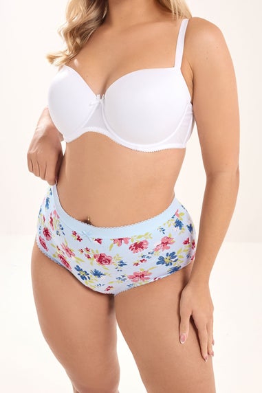 Yours 5 Pack Curve Blue & Pink Floral Full Briefs